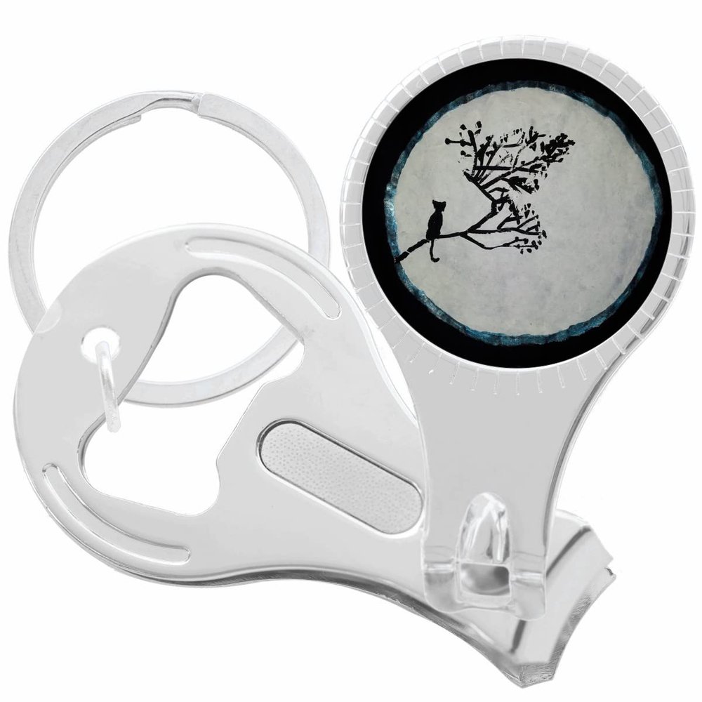 Cat on Tree Moon Nail Clippers Plus Bottle Opener Keychain