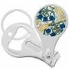 Blue Art Nouveau Flowers Nail Clippers Plus Bottle Opener Keychain view 1