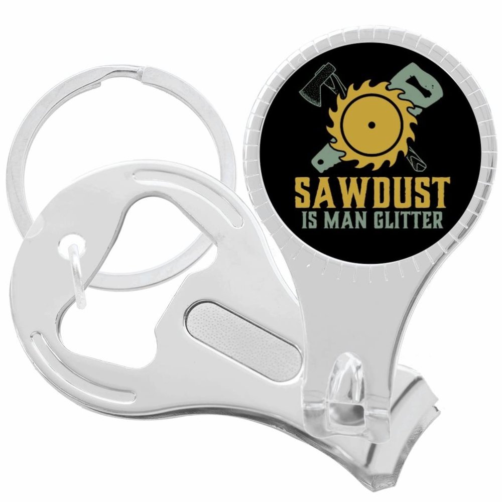 Sawdust is Man Glitter Nail Clippers Plus Bottle Opener Keychain