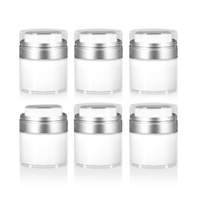 Cosmetic Packaging Now Echo Airless Jar, 30 ML, with Matte Silver Collar (6 Pack)