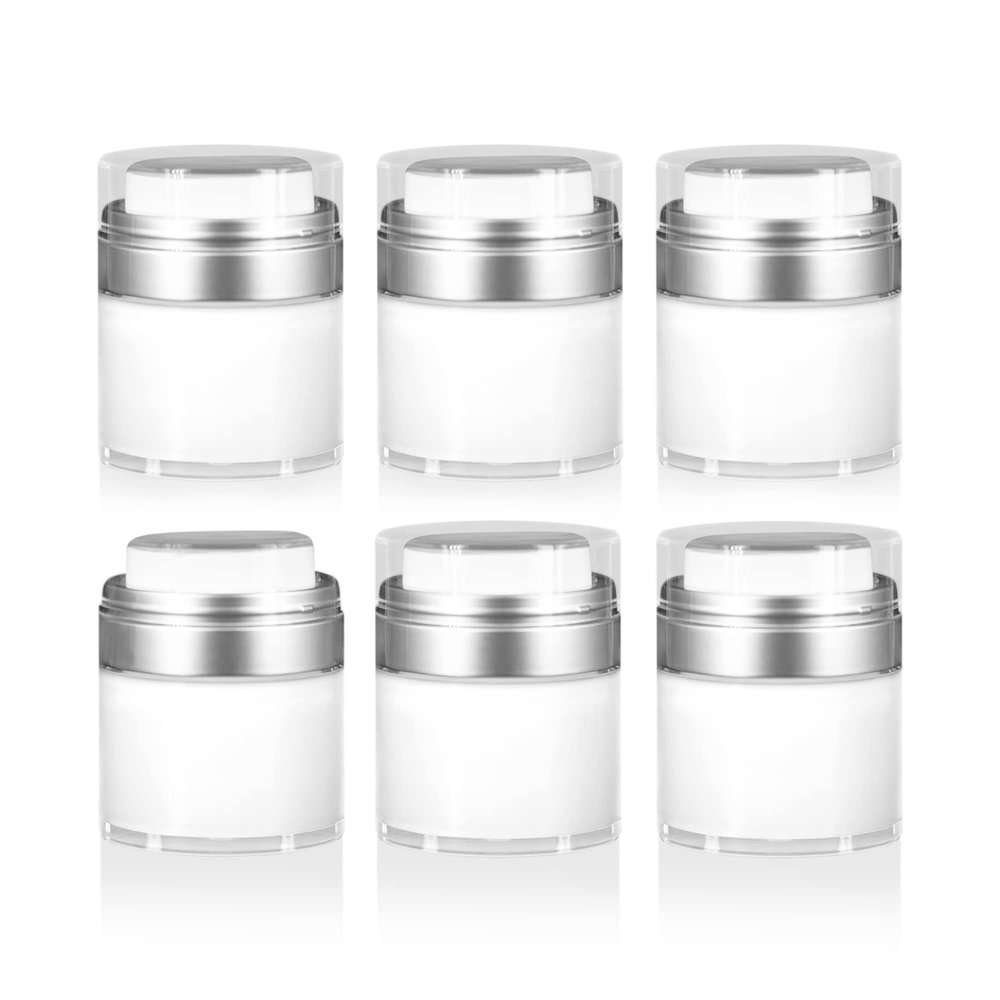 Cosmetic Packaging Now Echo Airless Jar, 30 ML, with Matte Silver Collar (6 Pack)