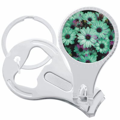 Teal Daises Nail Clippers Plus Bottle Opener Keychain