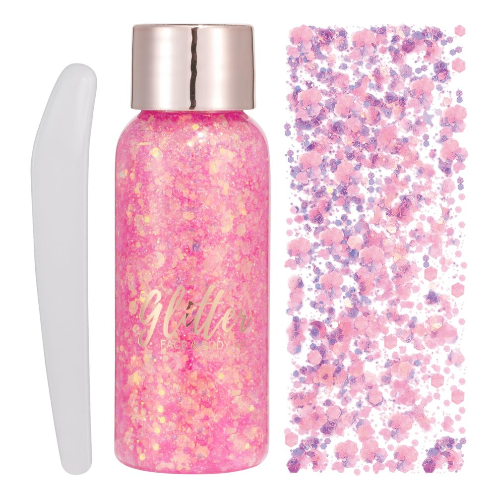 GL-Turelifes Mermaid Sequins Chunky Glitter Liquid Eyeshadow Glitter Body Gel Festival Glitter Cosmetic Face Hair Nails Makeup Long Lasting Sparkling 30g (#104 Dark Pink)