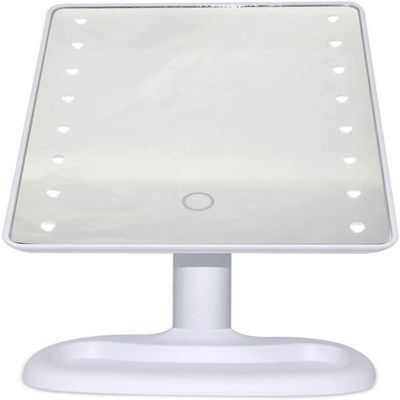 DULASP Makeup Mirror LED Touch Fill Light Makeup Mirror Desktop Beauty Mirror Metal Sanding Rod Bracket 16 LED Lights