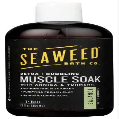 The Seaweed Bath Co. Detox Bubbling Muscle Soak, Balance Tea Tree & Lavender Scent, Nutrient-Rich Bladderwrack Seaweed, Vegan, Paraben Free, 12 Fl Oz (Pack of 1)