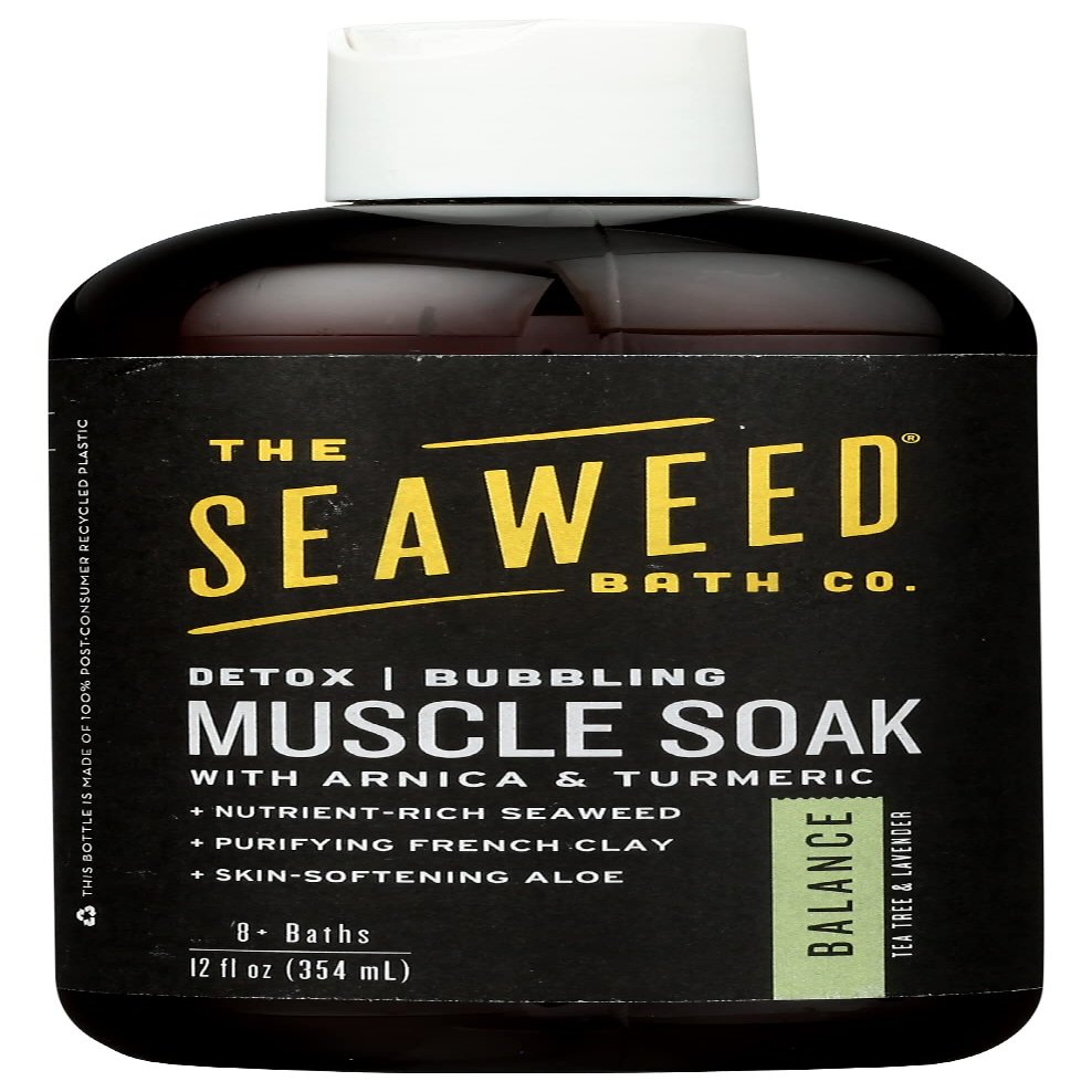 The Seaweed Bath Co. Detox Bubbling Muscle Soak, Balance Tea Tree & Lavender Scent, Nutrient-Rich Bladderwrack Seaweed, Vegan, Paraben Free, 12 Fl Oz (Pack of 1)