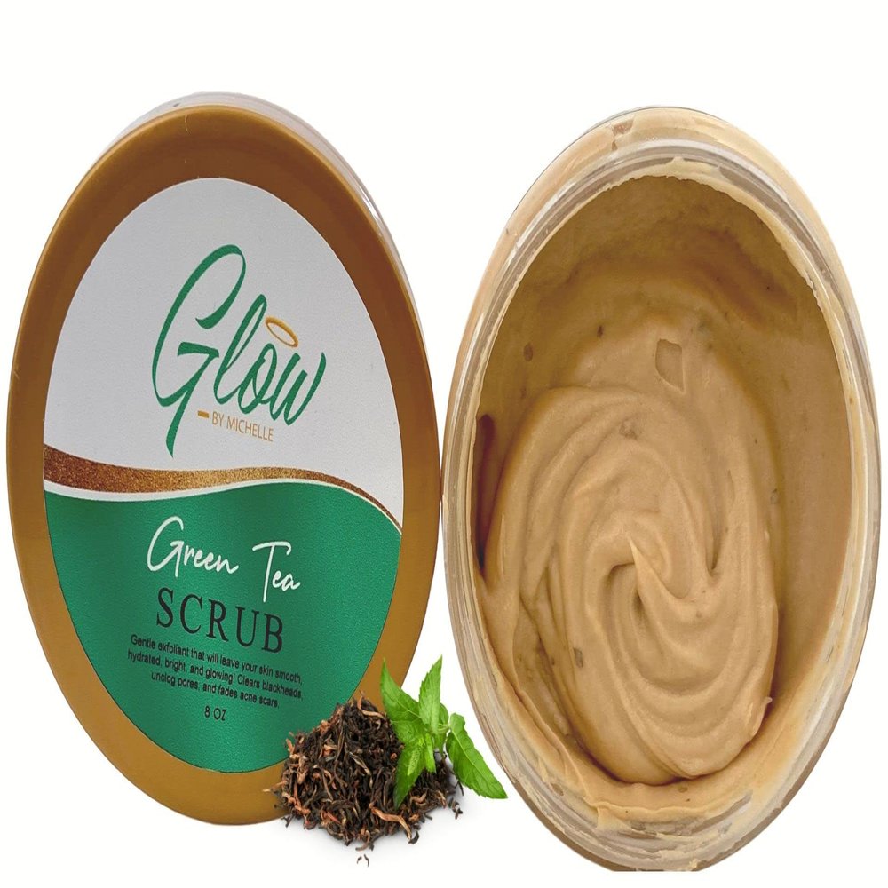 Glow By Michelle Green Tea Scrub (8oz) Face and Body Exfoliant
