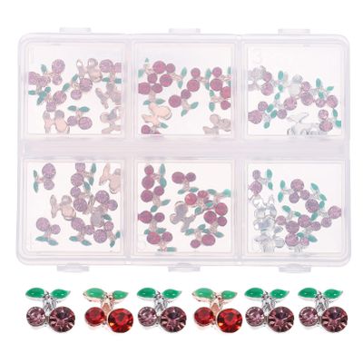LALAFINA 60pcs Cherry Nail Charms Rhinestones Gems Nail Art Charm for Diy Decorations Pink