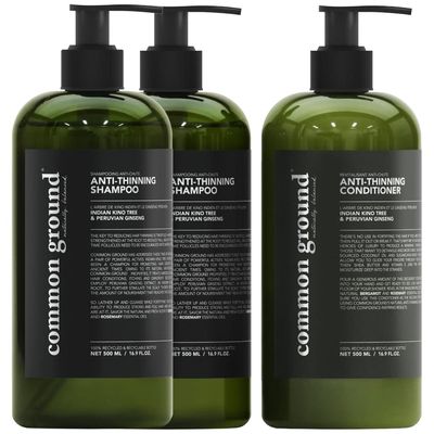 (2) Anti Thinning Shampoo and (1) Conditioner Bundle (3 Items), Sulphate, Paraben & Cruelty Free, Organic, Vegan, Plant-Based, Bergamot, Rosemary Scent, Kino Tree & Ginseng DHT, All Hair, Men & Women