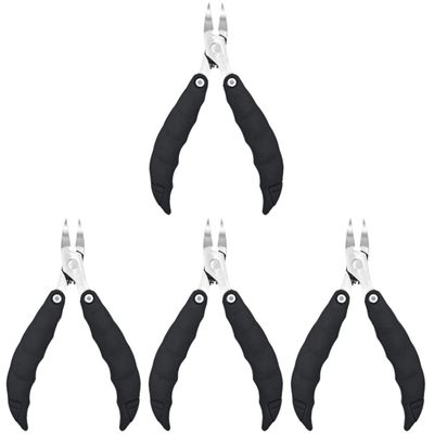 FRCOLOR 4pcs Stainless Beak Nail Clipper for Thick Ingrown Toenails Black Handle Professional Precision Trimmer for Home and Salon Use