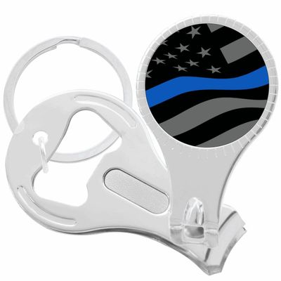 Thin Blue Line Flag Nail Clippers Plus Bottle Opener Keychain