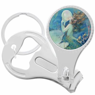 Vintage Mermaid with Pearl Nail Clippers Plus Bottle Opener Keychain