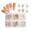 60 Pcs Crown Nail Charms Rhinestones 3D Shiny Mixed Crown Shape Metal Gems Jewels Stones Diamond Charms Design for Nails Art Accessories DIY Decoration with Storage Box view 1