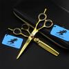 3Pcs Hairdressing Scissors Set, Hair Cutting Scissors Shears Kit, 6.0 Inch 440C Japanese Stainless Steel, for Men Women Kids Home Salon Barber Tools Kit, Get A Black Leather Bag(Gold) view 1
