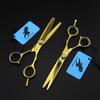 3Pcs Hairdressing Scissors Set, Hair Cutting Scissors Shears Kit, 6.0 Inch 440C Japanese Stainless Steel, for Men Women Kids Home Salon Barber Tools Kit, Get A Black Leather Bag(Gold) view 3