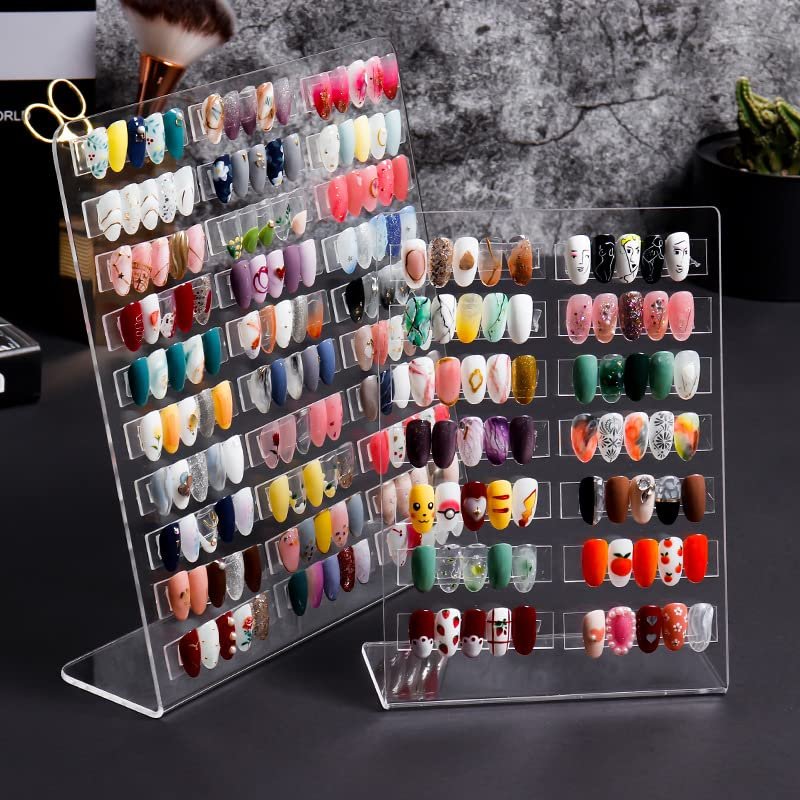 Guolich Nail Polish Rack 30 Lattice Nail Art Display Board Clear Acrylic Removable Holder Shelves Display Rack Stand for Nail Art Nail Table Mesa Para Manicura Profesional