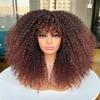 Sweece Long Curly Afro Wig With Bangs for Black Women Kinky Curly Hair Wig 17 inch (17 inch, Dark Brown) view 1