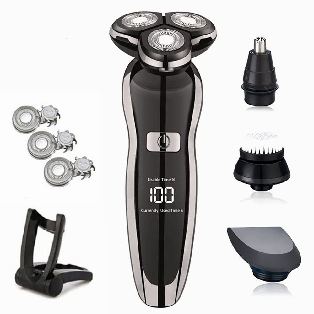 Head Shavers for Bald Men, Electric Shaver Washable Rechargeable Electric Razor Shaving Machine for Men Beard Trimmer Wet-Dry Dual Use (Color : ZN8508-Black 04)