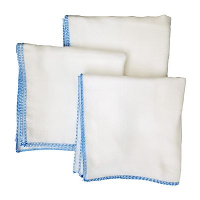 Angel-In-Moms [15 Packs] Natural Cotton 100% Soft Muslin Gauze Handkerchief, Face Washcloths, Makeup Remover Thin Towels, Wide Size 14 inch x 14 inch, Reusable Napkins Hankies Bath Towel (Blue)
