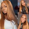 #30 Colored Lace Front Wig Human Hair Pre Plucked 13x6 HD Lace Frontal Human Hair Wigs with Baby Hair 150% Density Ginger Brown Straight Lace Front Wigs Human Hair Brazilian Hair Glueless Natural Hairline Wig 22Inch view 4