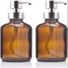 EKAYG Soap Dispenser 8Oz Large 250ml2 Liquid Soap Dispensers with Stainless Steel Pump for Essential Oils Homemade Lotions Round Amber view 1