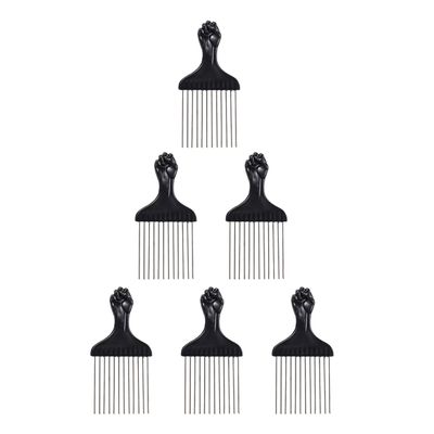KALLORY 6pcs Teeth Afro Combs for Curly Hair Styling Professional Hair Picks for Men and Women for Afro and Braid Styles Comfortable Wide Tooth Design