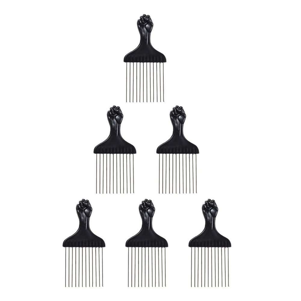 KALLORY 6pcs Teeth Afro Combs for Curly Hair Styling Professional Hair Picks for Men and Women for Afro and Braid Styles Comfortable Wide Tooth Design