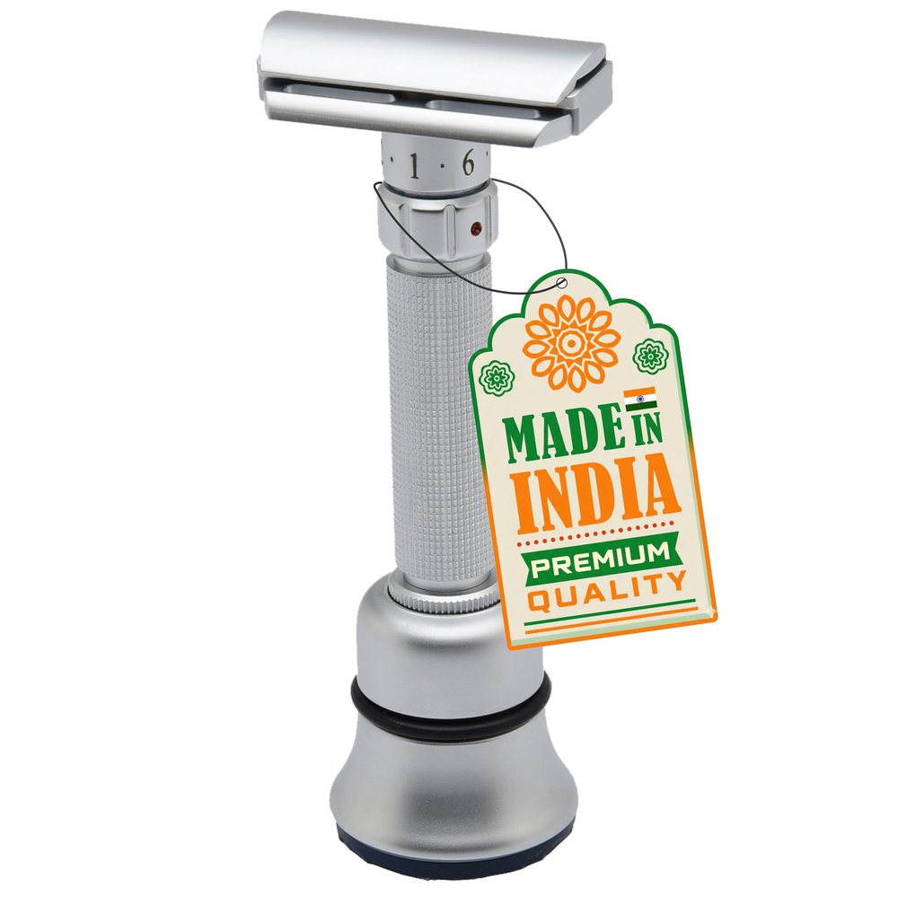 Pearl Flexi Adjustable Safety Razor Version V12 - Reusable Metal Razor made of 100% Brass | Eco Friendly Double Edge Razor for Men | Men's Shaving Razor for best Father's Day Gift