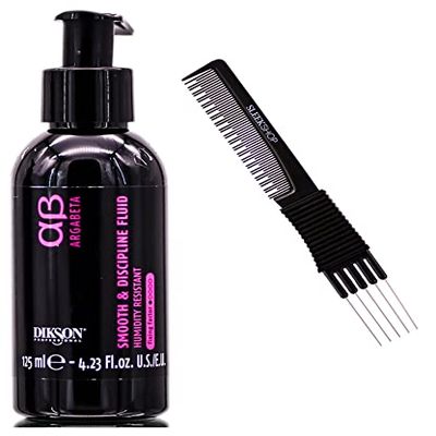Dikson System AB ARGABETA ARGAN Smooth & Discipline Fluid, Humidity Resistant for All Hair Types (w/SLEEKSHOP Premium Carbon Teasing Comb) (4.23 oz (PACK OF 1))