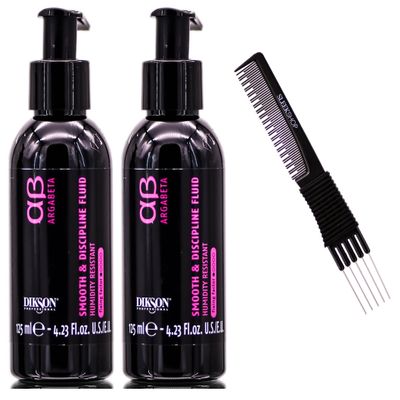 Dikson System AB ARGABETA ARGAN Smooth & Discipline Fluid, Humidity Resistant for All Hair Types (w/ SLEEKSHOP Premium Carbon Teasing Comb) (4.23 oz (PACK OF 2))