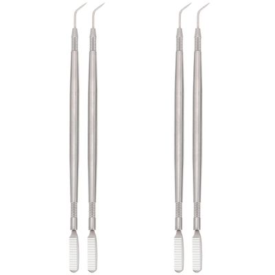 FRCOLOR 4pcs Double-end Eyebrow Comb and Eyelash Separation Tool Stainless Steel Eyelash Lift Kit Multipurpose Eyebrow Brush and Needle for Lash Curling and Perming