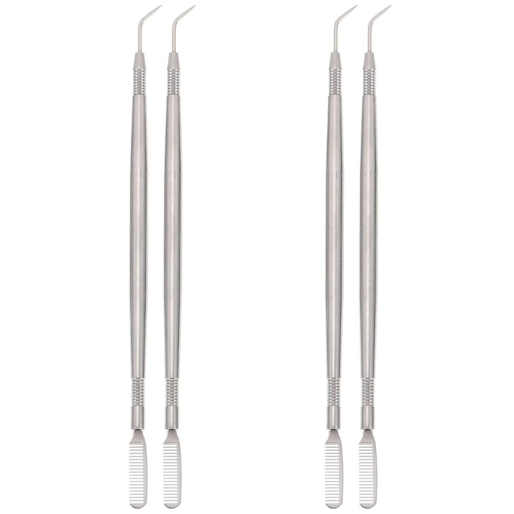 FRCOLOR 4pcs Double-end Eyebrow Comb and Eyelash Separation Tool Stainless Steel Eyelash Lift Kit Multipurpose Eyebrow Brush and Needle for Lash Curling and Perming