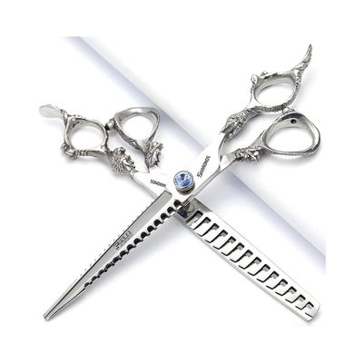 7" 7.5" 8"9" Professional Hairdressing Scissors Barber Salon Hair Cutting Dragon Shears (Large). (7 inch 2pc-B)