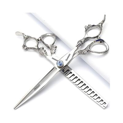 7" 7.5" 8"9" Professional Hairdressing Scissors Barber Salon Hair Cutting Dragon Shears (Large). (7 inch 2pc-D)