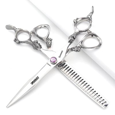 7" 7.5" 8"9" Professional Hairdressing Scissors Barber Salon Hair Cutting Dragon Shears (Large). (7 inch 2pc-C)