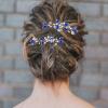 BETITETO Crystal Bridal Hair Pins Sparkle White Blue Rhinestone Wedding Hair Piece Accessories for Women Girls (Pack of 2) view 3