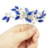 BETITETO Crystal Bridal Hair Pins Sparkle White Blue Rhinestone Wedding Hair Piece Accessories for Women Girls (Pack of 2) view 4