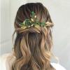 Crystal Wedding Hair Pins Emerald Green Rhinestone Gold Leaf Vine Bridal Hair Piece Accessories for Party Women Girls (Pack of 3) (Emerald Green) view 3