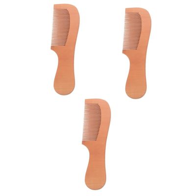 FRCOLOR 3pcs Peach Wood Fine Tooth Hair Comb Natural Wooden Hair Tool Comfortable Scalp Massage