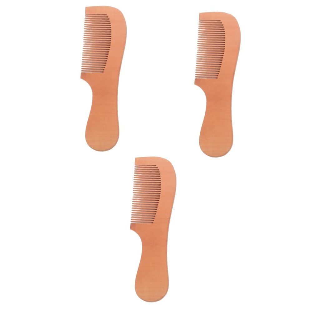 FRCOLOR 3pcs Peach Wood Fine Tooth Hair Comb Natural Wooden Hair Tool Comfortable Scalp Massage