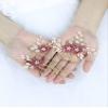 Brihasory Pink Bridal Hair Comb and 2PCS Wedding Hair Pins Pearls Hair Accessories for Brides Flower Headpiece Romantic Hair Ornaments Party Prom Tiaras for Girls and Women Bridesmaid Gifts(Wine Red) view 2