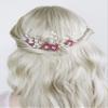 Brihasory Pink Bridal Hair Comb and 2PCS Wedding Hair Pins Pearls Hair Accessories for Brides Flower Headpiece Romantic Hair Ornaments Party Prom Tiaras for Girls and Women Bridesmaid Gifts(Wine Red) view 3