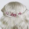 Brihasory Pink Bridal Hair Comb and 2PCS Wedding Hair Pins Pearls Hair Accessories for Brides Flower Headpiece Romantic Hair Ornaments Party Prom Tiaras for Girls and Women Bridesmaid Gifts(Wine Red) view 4