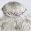 Brihasory Pink Bridal Hair Comb and 2PCS Wedding Hair Pins Pearls Hair Accessories for Brides Flower Headpiece Romantic Hair Ornaments Party Prom Tiaras for Girls and Women Bridesmaid Gifts(Pink) view 1