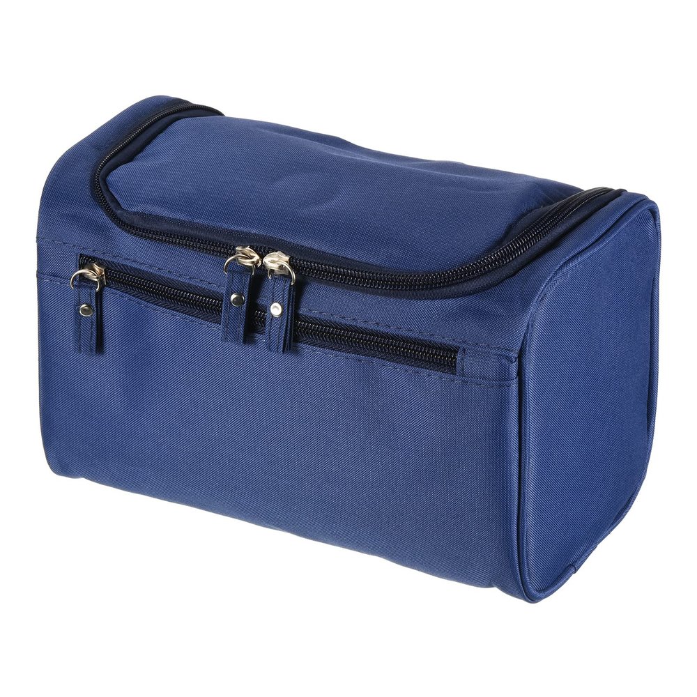 PATIKIL Hanging Toiletry Bag with Side Strap, Canvas Makeup Organizer Cosmetic Pouch Waterproof with Hook Zipper for Travel Home Storage, Navy Blue