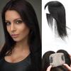 AiUree Remy Human Hair Topper 8x12cm Skin Silk Base Hair Topper Closure with 3 Clips 12" Realistic Clip in Hairpiece Straight Hair Topper for Women with Slight Thinning Hair Brown Color view 1