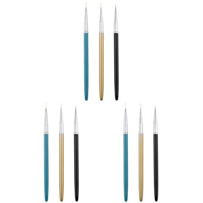 FOMIYES 9pcs Nail Art Painting Brush Ultra Thin Tip Detail Paint Brushes for Diy Nail Art Handle Design Blue and Black for Fine Lines Patterns and Floral Designs