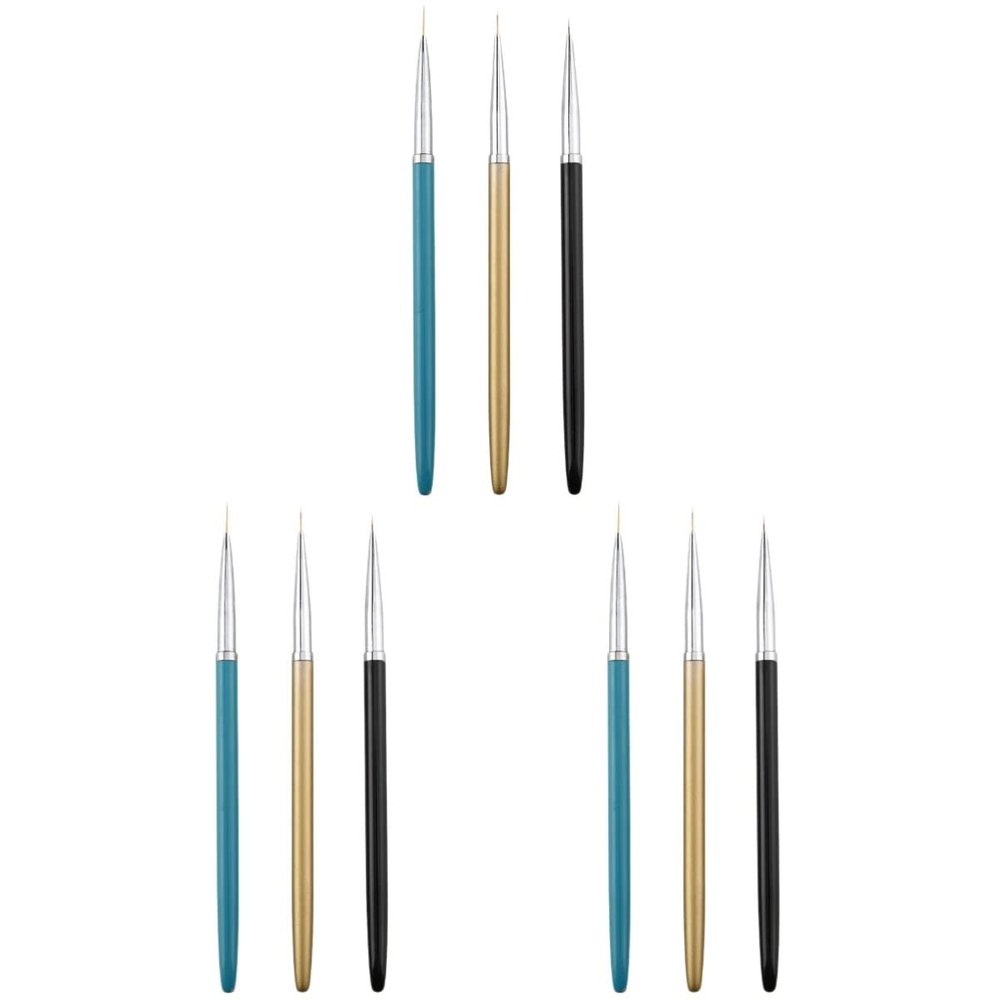 FOMIYES 9pcs Nail Art Painting Brush Ultra Thin Tip Detail Paint Brushes for Diy Nail Art Handle Design Blue and Black for Fine Lines Patterns and Floral Designs