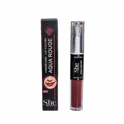 Aqua Rouge Matte Liquid Lipstick and Clear Lipgloss Duo by She Makeup (AR12 Rouge Noir)
