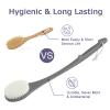 Body Back Scrubber  17'' Long Handle Shower Brush, Durable Exfoliator for Dry & Wet Use, Deep Cleansing & Gentle Exfoliation for Smooth Skin  for Men, Women & Elderly (Gray) view 3